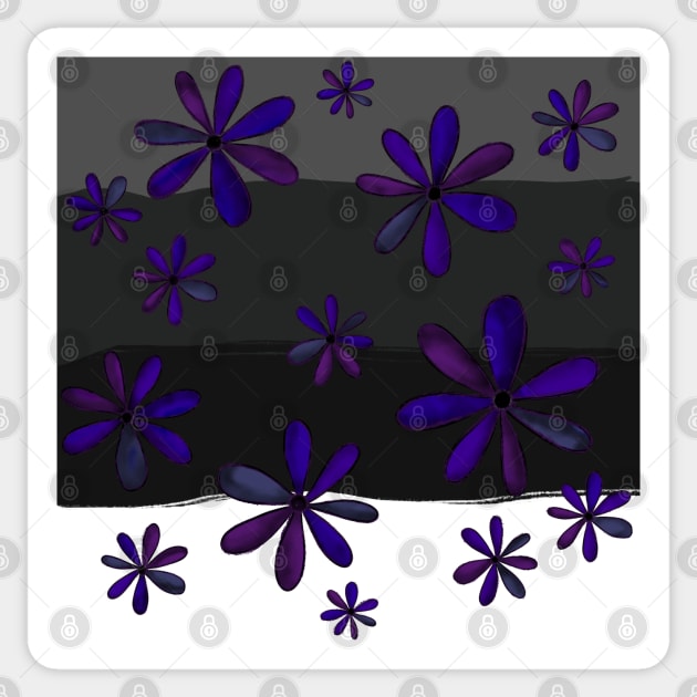 A Cascade of Gothic Daisies - Hand Drawn Design in a Lighter Shade of Dark Sticker by HeartLiftingArt